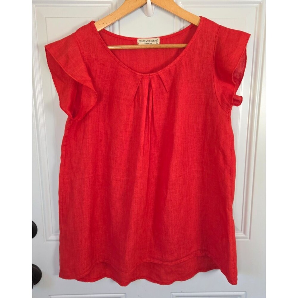 Terzo Millennio Short Sleeve Linen Top Size S